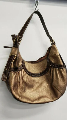 Maxx New York Shoulder Pure Brown Tooled Floral Pattern Footed Bottom  - Image 1 of 4