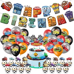 Disney Cars Theme Birthday Party Supplies Set,Balloons Banner Cake Toppers - Picture 1 of 10