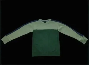 Boys Youth Sweatshirt Sz M Fleece Color Block W/ThumbHole Cuffs Green Navy Blue - Picture 1 of 4