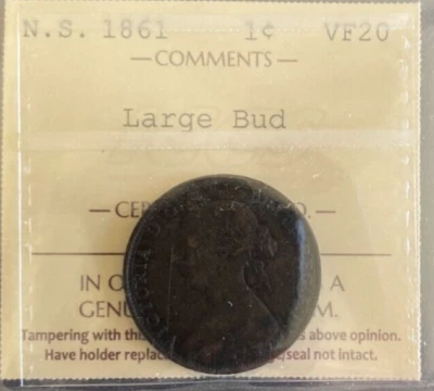 Nova Scotia - 1 Cent - 1861 - Large Bud - ICCS Certified  - VF-20 - Image 1 of 3
