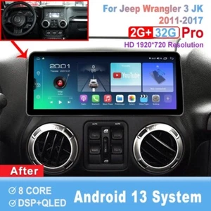 12.3 inch Screen Android Car Radio For Jeep Wrangler 3 JK 2011-2017 Head Unit - Picture 1 of 8