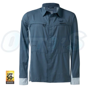 22 Shimano Pro Stretch Vented Navy Long Sleeve Fishing Shirt @ Otto's TW - Picture 1 of 3