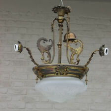 Antique French Gothic 3 Arm dragon Castle chandelier crystal glass coupe lamp
