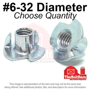 #6-32 Steel 3 Prong T Nuts Tee Zinc Plated Coarse Thread (Pick Quantity) - Picture 1 of 2