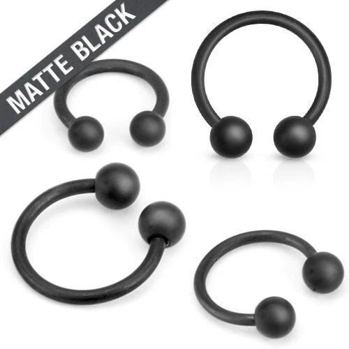 Circular Barbel Body Jewelry Matte Black Anodized Sold as Pair 4 Sizes Available - Image 1 of 1