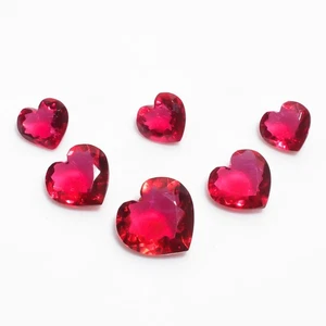 Lab Created Pink Tourmaline Heart Shape Cut Stone Gemstone 6 PCS 11X11 16X17 mm - Picture 1 of 6