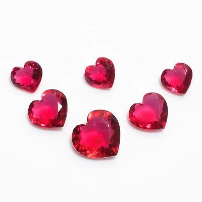 Lab Created Pink Tourmaline Heart Shape Cut Stone Gemstone 6 PCS 11X11 16X17 mm - Image 1 of 4