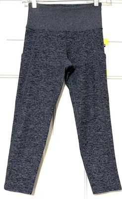 NUEVO CON ETIQUETAS Kirkland Signature Talla S Gris Negro Cepillado Legging Capri Mujer Foto 1 de 4