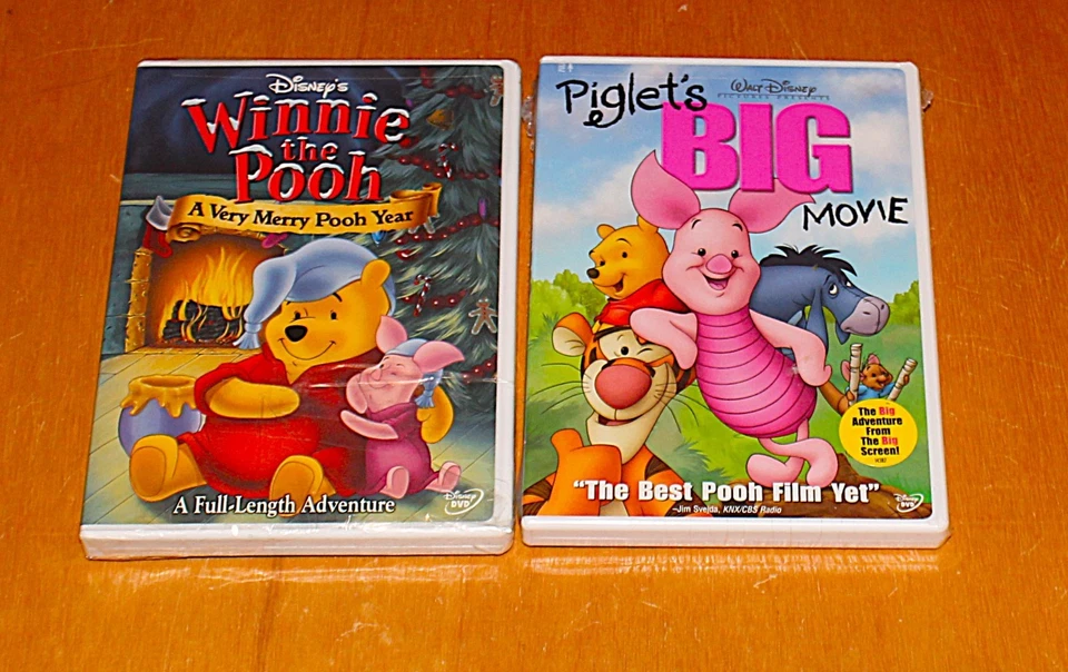 DISNEY WINNIE POOH & PIGLET DVD:  VERY MERRY POOH YEAR & PIGLET'S BIG MOVIE NEW - Image 1 of 1