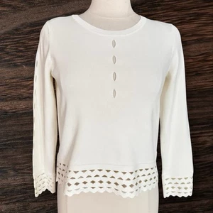 Suéter Maje Mariade Crudo Tejido Recortes NUEVO $295 Talla M Mangas Largas Largo Corto - Imagen 1 de 12