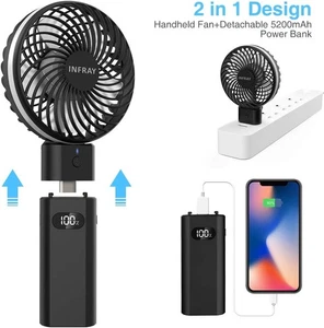 Infray Ventilador Portátil de Mano, 5200mAh USB Recargable Ventilador de Escritorio a Batería - Imagen 1 de 7
