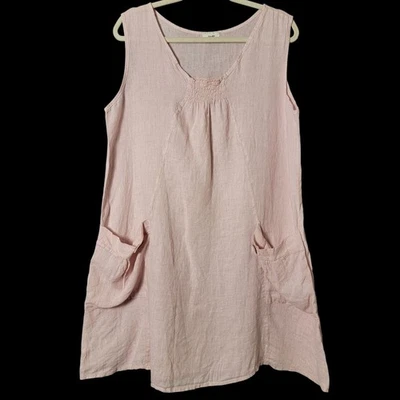 Vestido JS Millenium Mujer Rosa Lino Boho Playa Lagenlook Cambio Bolsillos Mediano Foto 1 de 4
