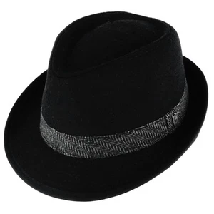 Chapeau Fedora homme Ascentix laine mélangée toutes saisons avec bande à chevrons - Photo 1 sur 10