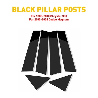FOR CHRYSLER 300 & DODGE MAGNUM BLACK GLOSS PILLAR POSTS 2005-2010 (6PCS SET) - Image 1 of 4