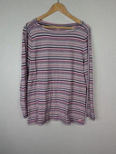 T By Talbots Shirt Damen Large Rosa Blau Streifen Langarm Strick Oberteil Freizeit - Bild 1 von 8