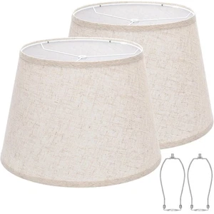 Juego de 2 pantallas de lámpara de tambor grandes, 12" superior x 16" inferior x 11" alto, pantalla beige... - Imagen 1 de 7