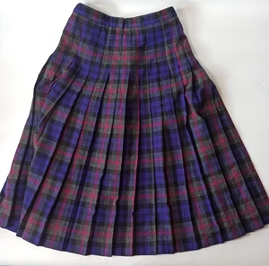 Aquascutum of London Vintage Wool Skirt - Tartan Check Pattern Plaid - Size 14 - Picture 1 of 14