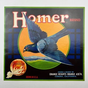 HOMER Brand SUNKIST Oranges - Corona, California - Vintage Crate Label - Pigeon - Picture 1 of 1