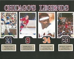 WALTER PAYTON BOBBY HULL ERNIE BANKS M JORDAN 8X10 PHOTO CHICAGO LEGENDS PICTURE - Picture 1 of 1