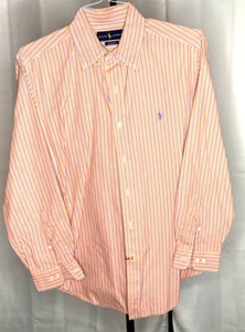 preowned, RALPH LAUREN, med, orange/blue pinstrjipe, classic VGC - Picture 1 of 3