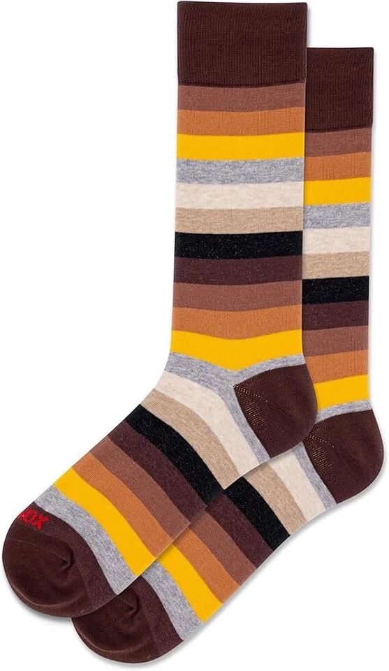 Hot Sox Para hombres Ombre Rayas Crew Calcetines 1 Par, Marrón, Zapato Para Hombre 10-13 Foto 1 de 1
