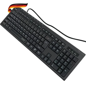 Tastatur Keyboard PC kabelgebunden QWERTZ DE USB Windows geräuscharm schwarz - Bild 1 von 2