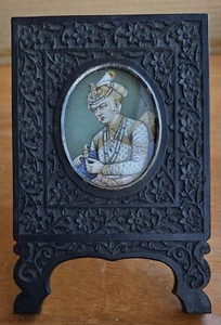 Antique Indian Miniature Painting In Ebony Frame India - Picture 1 of 7