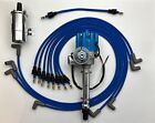 CHEVY 327 350 SMALL FEMALE HEI Distributor + CHROME COIL + BLUE WIRES under Exha