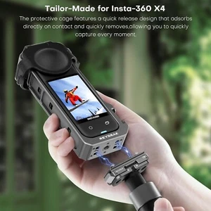 Upgraded Metal Cage for Insta 360 X4 Multifunction Quick-Release Frame &Lens Cap - Picture 1 of 7