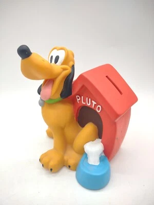 Vintage Walt Disney Pluto Red Doghouse Coin Piggy Bank With Stopper Plug Cartoon - Image 1 of 4