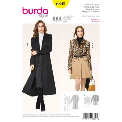 Burda Style Sewing Pattern 6845 Womens' Slimline Classy Sporty Jacket & Coat - Image 1 of 2