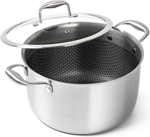 Tri-Ply Stainless Steel Stock Pot, 8-Quart Stockpot with Lid, 18/10 Nonstick Coo - Picture 1 of 8