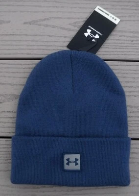 NWT UNDER ARMOUR "UA Halftime" Mens Cuffed Knit Beanie Hat-OSFM Ret@$22 BLUE - Image 1 of 4