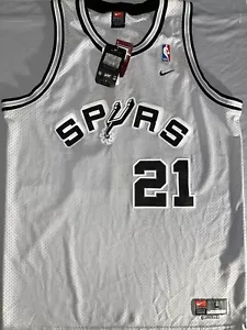 Vintage Nike Tim Duncan San Antonio Spurs Trikot silber retro neu mit Etikett - Bild 1 von 11