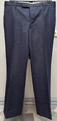 Men’s 1950s Navy Blue Houndstooth Check Tweed Wool Trousers Tailored 32x29 M - Image 1 of 4