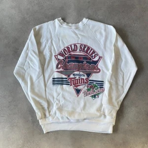 Minnesota Twins MLB Sweatshirt Mens Small Vintage World Series 80s Jumper, White - Picture 1 of 10