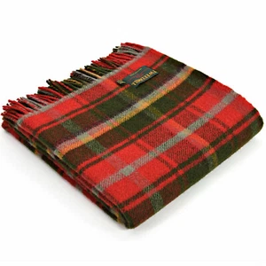 TWEEDMILL 100% Wool Sofa Bed Blanket Throw TARTAN DARK MAPLE RED GREEN KNEE RUG - Picture 1 of 12