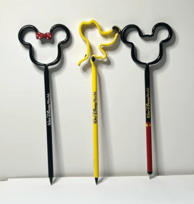 Walt Disney World Character Shape Pen Lot of (3) Mickey Minnie Pluto NO INK VTG - Image 1 of 3