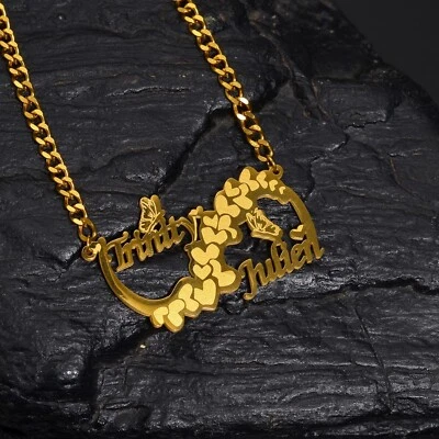 Personalized Custom Name Necklace for Women Stainless Steel Heart Engrave Pendan - Image 1 of 4