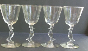 LIBBY WHIMSICAL MCM OLD CROW IN TOP HAT AND TUXEDO WINE GLASSES SET OF 4 - Picture 1 of 3