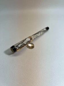 Parker Fountain Pen DUOFOLD 18K 750 M Pearl & Black Ink Vintage Retro - Picture 1 of 7