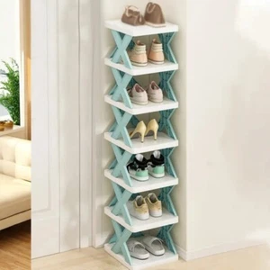 Platzsparendes Schuhregal Regal Aufbewahrungsebene stapelbar Ständer Organizer Schrank schmal - Bild 1 von 6