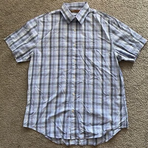 PERRY ELLIS Herren Large Button Down Kurzarm Hemd 100% Baumwolle. Z28 - Bild 1 von 3