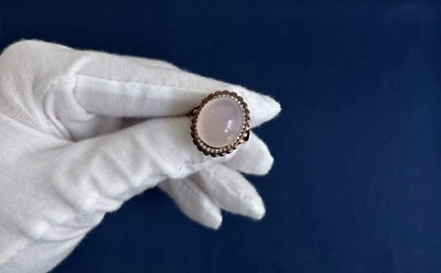 Anillo Ajustable Calcedonia Rosa Natural S925, USADO Foto 1 de 4