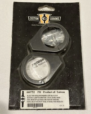 Custom Chrome Black Turn Signal Doss Marker Mounting Clamp 41mm Motorcycle Light - Image 1 of 4