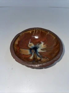 ceramic jewelry dish Candle Bowl hand painted Abstract flower - Picture 1 of 6