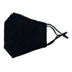 Black Terry Fabric Face Mask w/PM2.5 Filter Pocket  Reusable - Picture 1 of 1