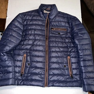 Williams & Kent Men’s Medium Leather Trimmed Puffer Jacket Zip Up Winter Coat - Picture 1 of 15