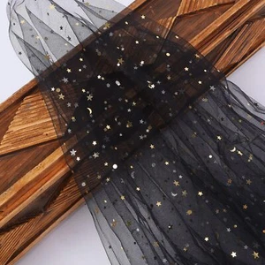 8Yards 59"Wide Glitter Tulle Fabric Rolls Star Moon Sequin Tulle Fabric for P... - Picture 1 of 7