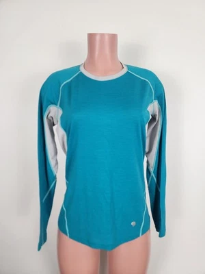 Camisa feminina Mountain Hardwear A Better base camada de lã elástica azul média - Imagem 1 de 4